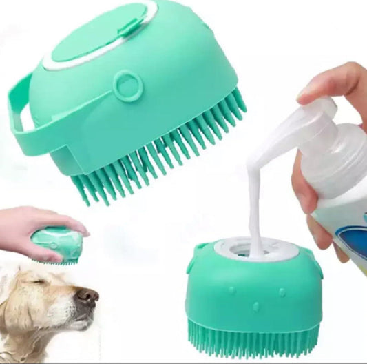 Pet Bath Brush with Built-in Shampoo Dispenser - pawpallet