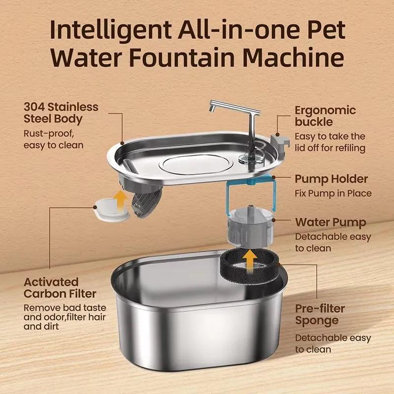 Stainless Steel Cat Water Fountain - pawpallet