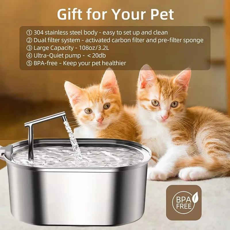 Stainless Steel Cat Water Fountain - pawpallet