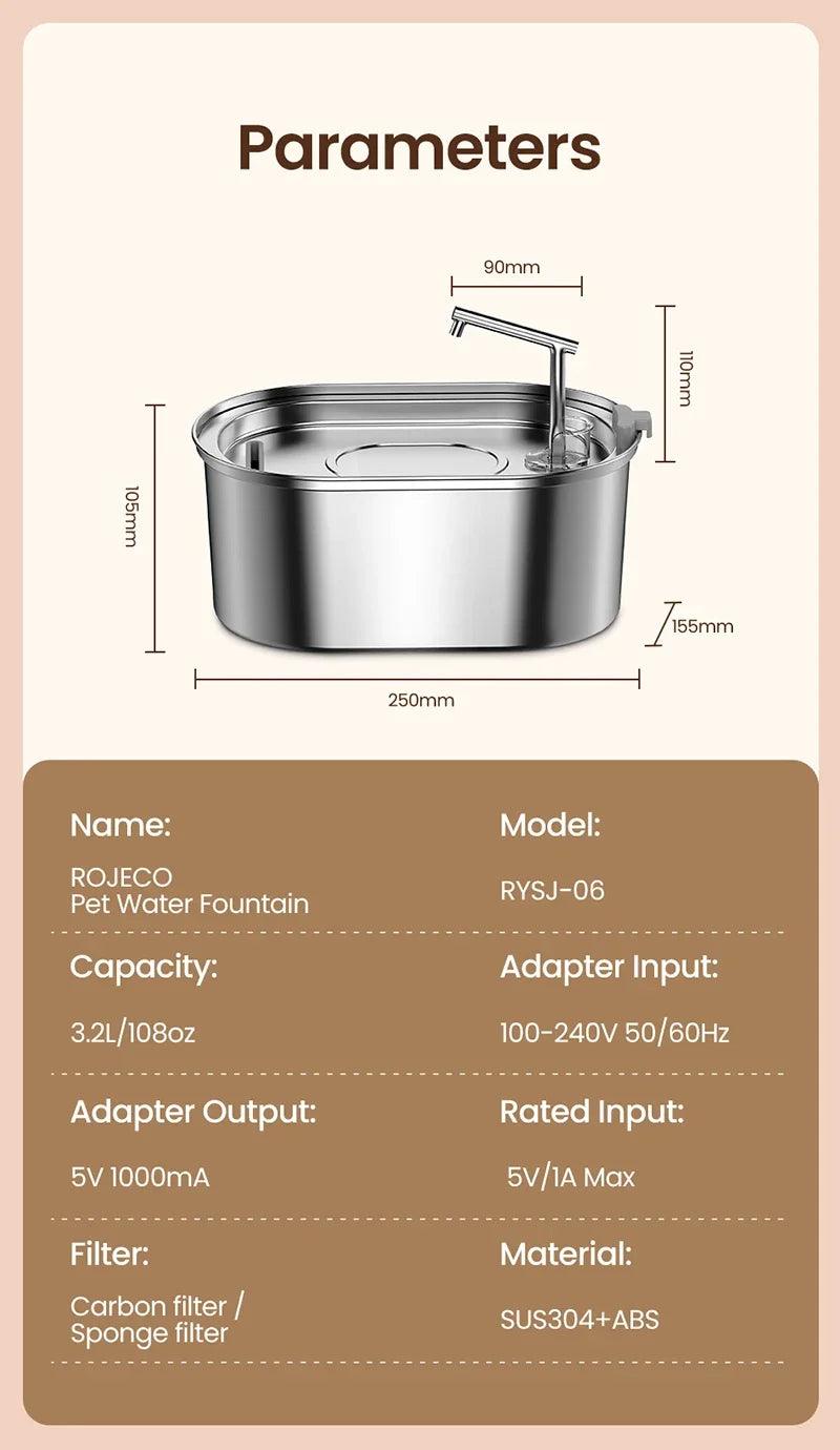 Stainless Steel Cat Water Fountain - pawpallet